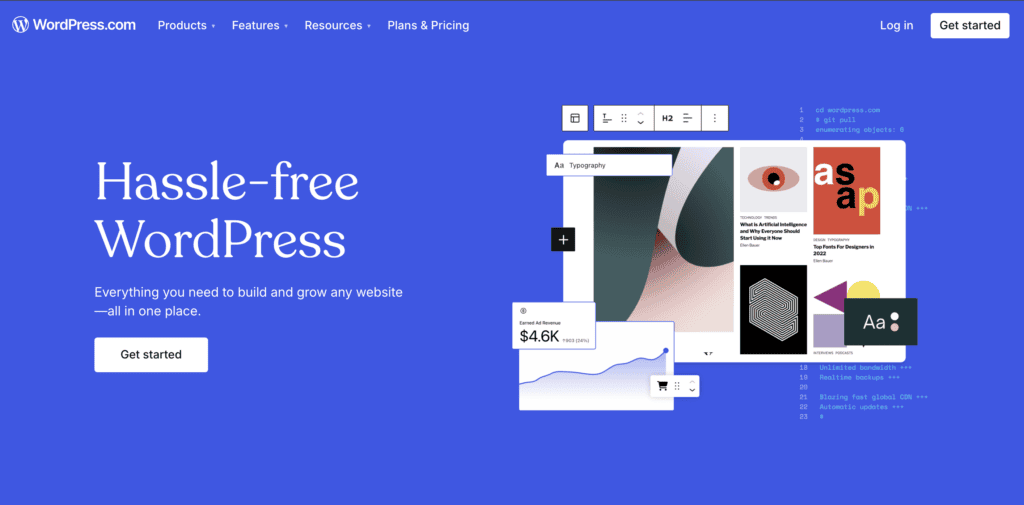 WordPress homepage